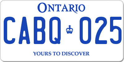 ON license plate CABQ025