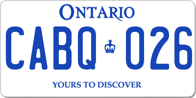 ON license plate CABQ026