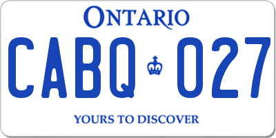 ON license plate CABQ027