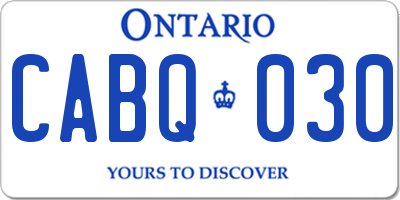 ON license plate CABQ030