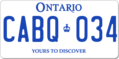 ON license plate CABQ034