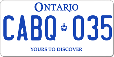 ON license plate CABQ035