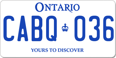 ON license plate CABQ036