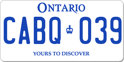 ON license plate CABQ039