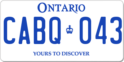 ON license plate CABQ043