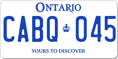 ON license plate CABQ045