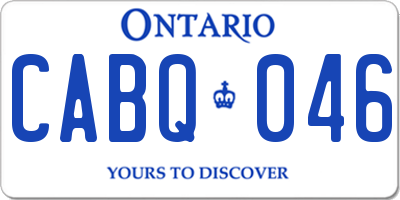 ON license plate CABQ046