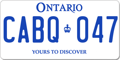 ON license plate CABQ047