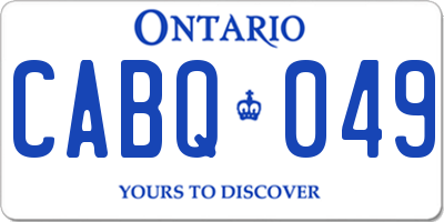 ON license plate CABQ049