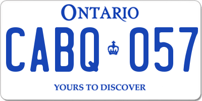 ON license plate CABQ057