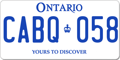 ON license plate CABQ058