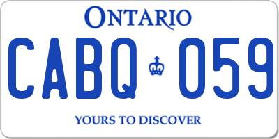 ON license plate CABQ059