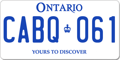 ON license plate CABQ061