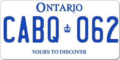 ON license plate CABQ062