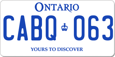 ON license plate CABQ063