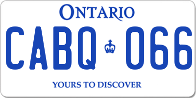 ON license plate CABQ066