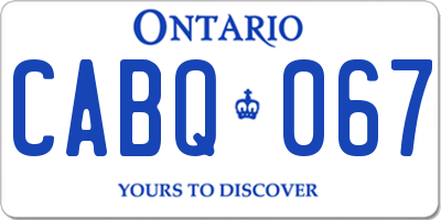 ON license plate CABQ067