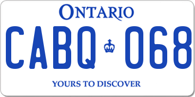 ON license plate CABQ068