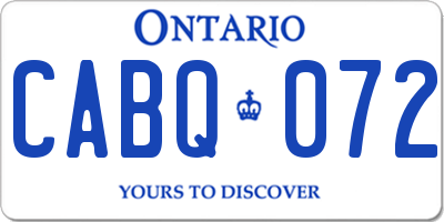 ON license plate CABQ072