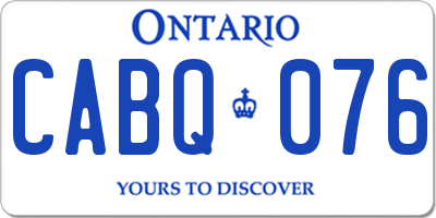 ON license plate CABQ076