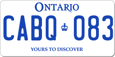 ON license plate CABQ083