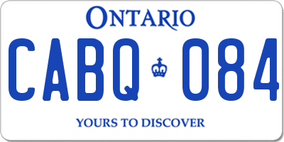 ON license plate CABQ084