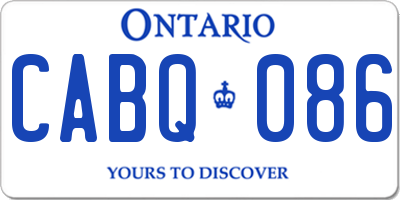 ON license plate CABQ086