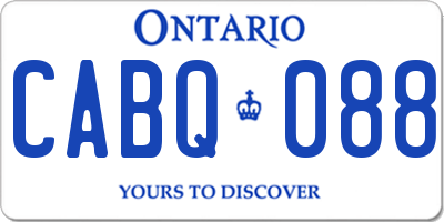 ON license plate CABQ088