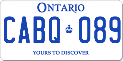 ON license plate CABQ089