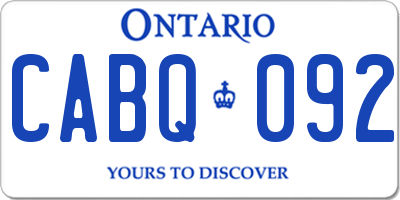 ON license plate CABQ092