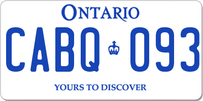 ON license plate CABQ093