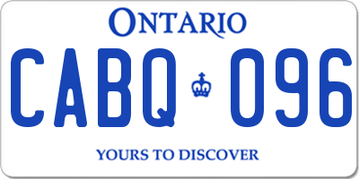 ON license plate CABQ096