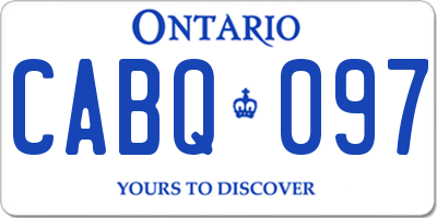 ON license plate CABQ097