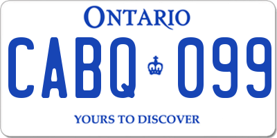 ON license plate CABQ099