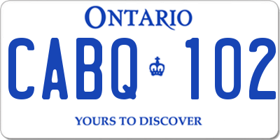 ON license plate CABQ102