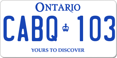 ON license plate CABQ103