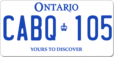 ON license plate CABQ105