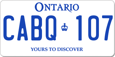 ON license plate CABQ107