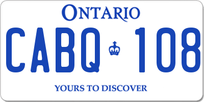 ON license plate CABQ108