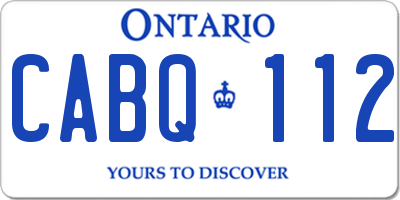 ON license plate CABQ112