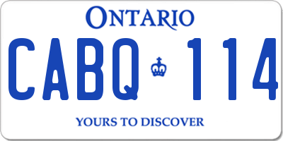 ON license plate CABQ114