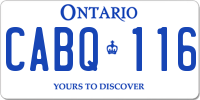 ON license plate CABQ116