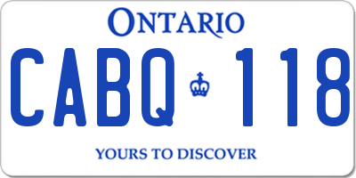 ON license plate CABQ118