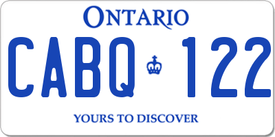 ON license plate CABQ122