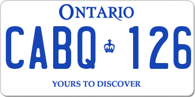 ON license plate CABQ126