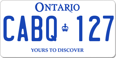 ON license plate CABQ127