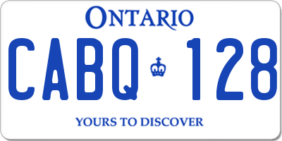 ON license plate CABQ128