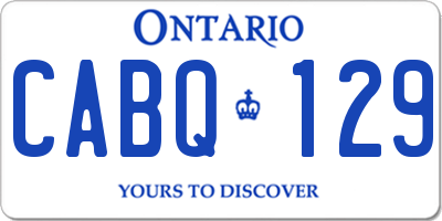 ON license plate CABQ129