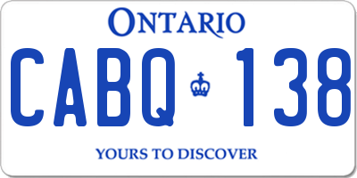 ON license plate CABQ138