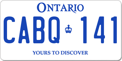 ON license plate CABQ141